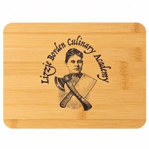 Lizzie Borden Culinary Academy Bamboo Cutting Board Halloween Gothic Decor NWOT